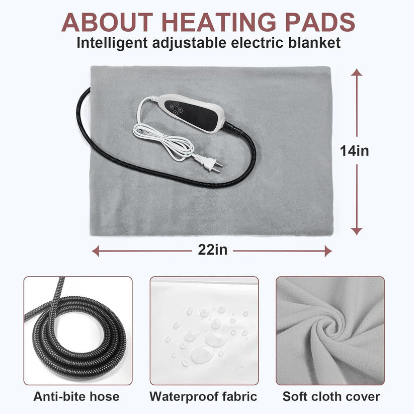 Waterproof Dog Heating Pad – Large 28x18in Heated Pet Mat with Adjustable Thermostat, Durable Wire & Paw Print Design