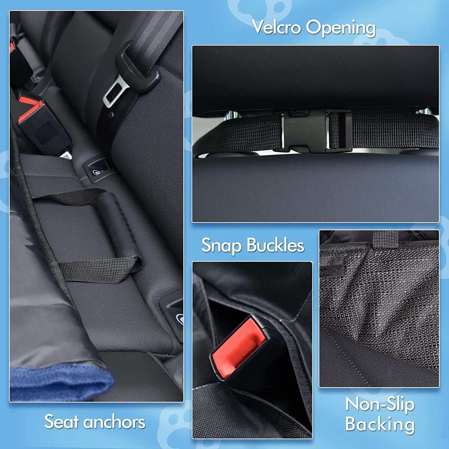 Hopidogie 4-in-1 Dog Car Seat Cover – Waterproof, Scratchproof, Non-Slip & Durable Pet Protector