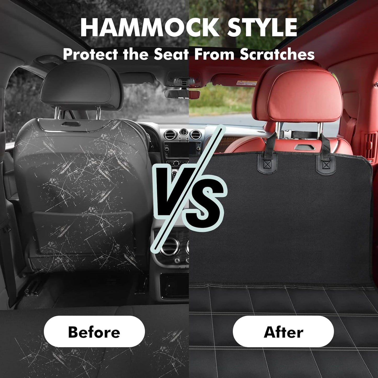 Hopidogie 4-in-1 Dog Car Seat Cover – Waterproof, Scratchproof, Non-Slip & Durable Pet Protector