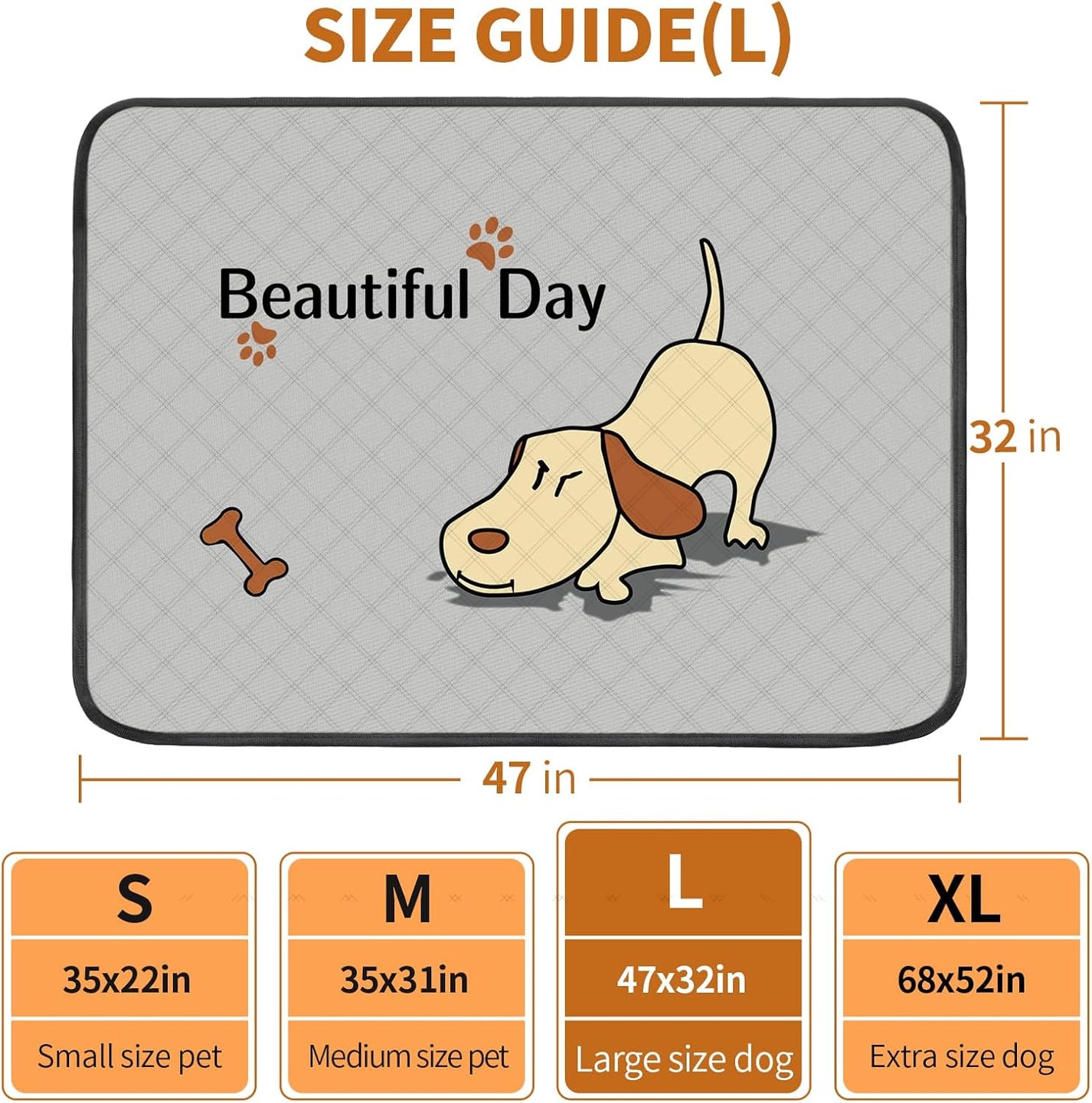 4-Pack Washable Dog Pee Pads – Large 47x32in Reusable Puppy Training Mats, Leak-Proof & Non-Slip (Grey)