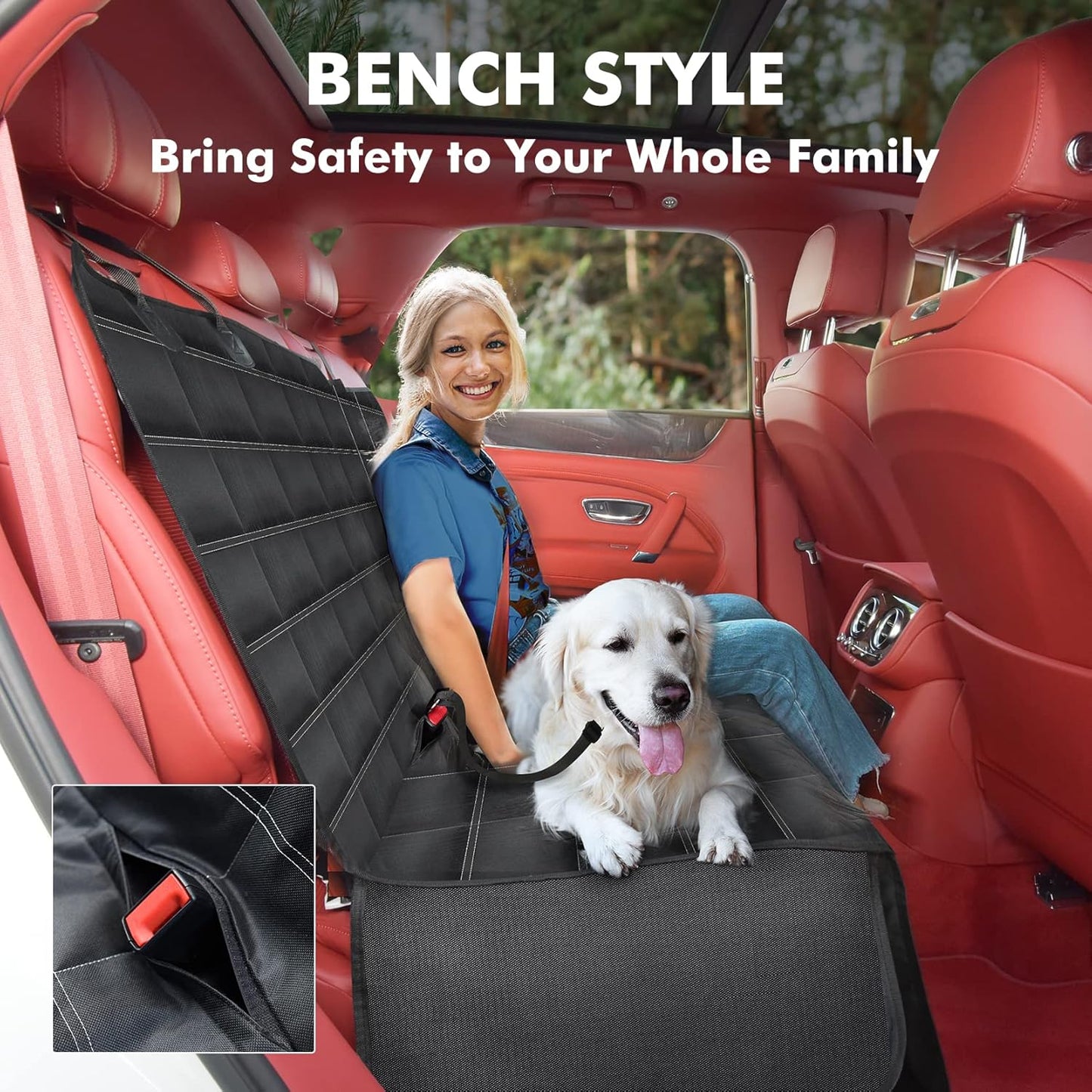 Hopidogie 4-in-1 Dog Car Seat Cover – Waterproof, Scratchproof, Non-Slip & Durable Pet Protector