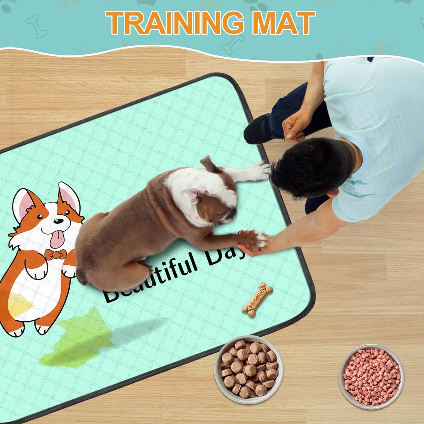 Washable Dog Pee Pads 4-Pack – Reusable 35x22in Puppy Training Mats, Leak-Proof & Non-Slip (Blue)