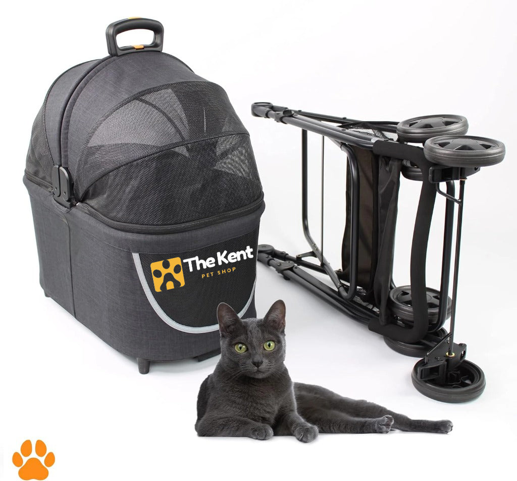Foldable 2-in-1 Pet Stroller & Carrier – Lightweight Dog & Cat Travel Buggy with Suspension, Mesh Sides & Swivel Wheels