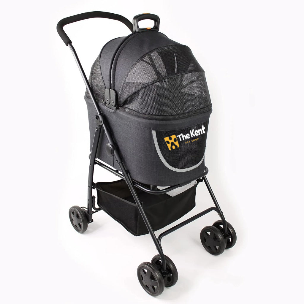 Foldable 2-in-1 Pet Stroller & Carrier – Lightweight Dog & Cat Travel Buggy with Suspension, Mesh Sides & Swivel Wheels